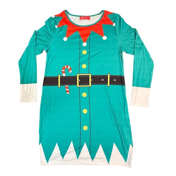 For Girls & Perfect Life Elf Costume Womens Large Green Tunic Dress Christmas - Picture 1 of 11